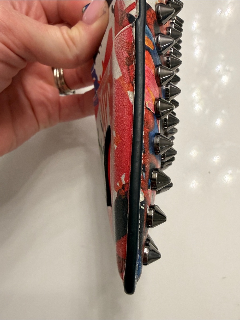 Christian Louboutin Studded Colorful Graffiti Card Holder Wallet - Picture 7 of 14